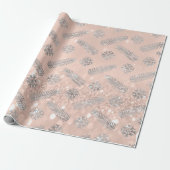 Roos Gold Glitter-kerstboom Feestdagen Snowflak Cadeaupapier (Uitgerold)