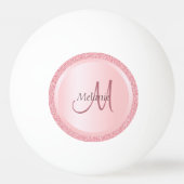 Roos Gold Glitter Kijk Monogram Initiaal Wit Pingpongballen (Voorkant)