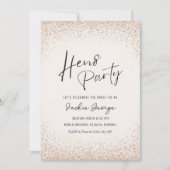 Roos Gold Glitter Kippen Feestuitnodiging Sjabloon Kaart (Voorkant)