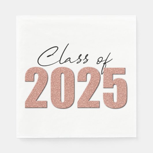 Roos Gold Glitter Klasse van 2025 Servet (Voorkant)