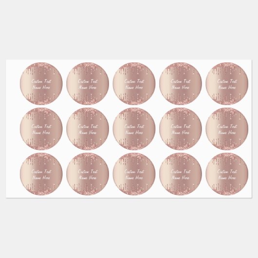 Roos Gold Glitter Labels met aangepaste tekstnaam (Vel)