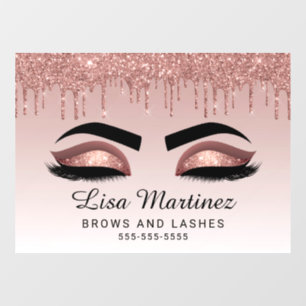 Roos Gold Glitter Lash Brow Beauty Business Raamsticker