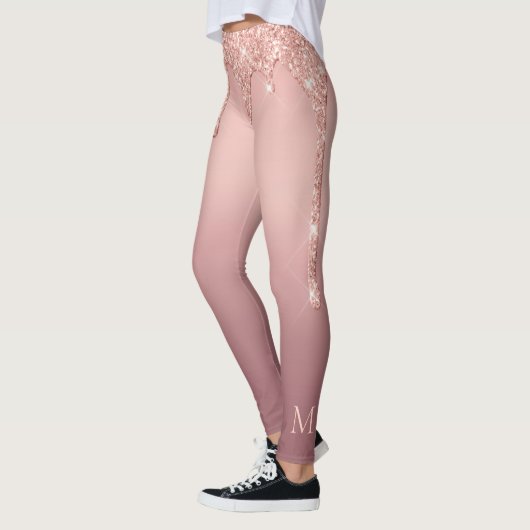 Roos Gold Glitter Leggings Aangepaste tekst en let (Links)