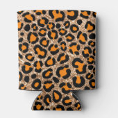 Roos Gold Glitter Leopard Girly Cheetah Pattern Blikjeskoeler (Achterkant)