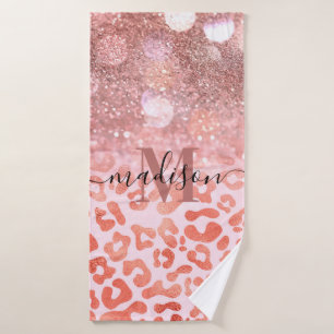 Roos Gold Glitter Leopard Print Badhanddoek