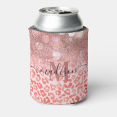 Roos Gold Glitter Leopard Print Blikjeskoeler (Blikje Achterkant)