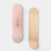 Roos Gold Glitter Licht Aangepast Skateboard (Voorkant)