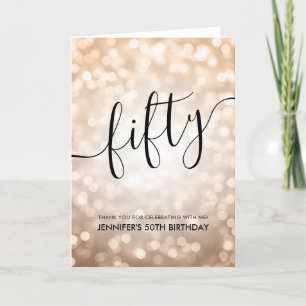 Roos Gold Glitter Lights 50th Verjaardag Bedankt