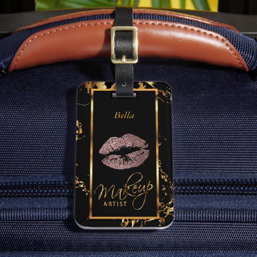 Roos Gold Glitter Lips - Makeup Artist Bagagelabel (Voorkant Insitu 2)