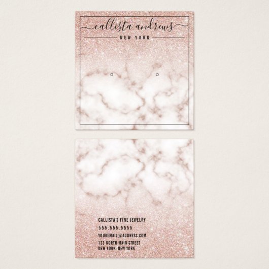 Roos Gold Glitter Marble Earring Display Kaart (Voorkant /achterkant)