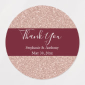 Roos Gold Glitter met Bourgogne Weddenschap Hartel Labels (Design 2)