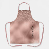 Roos Gold Glitter Metallic handgeschreven monogram Schort (Voorkant)