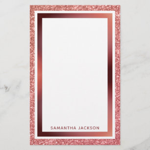 Roos Gold Glitter Metallic Pink Lijst met naam Briefpapier