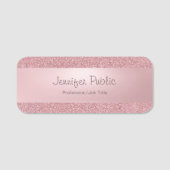 Roos Gold Glitter Modern Calligraded Script Name Naamplaatje (Voorkant)