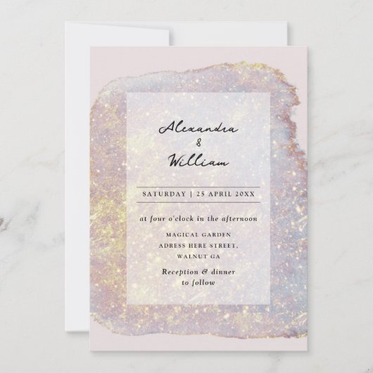Roos Gold Glitter Modern Pastel Paars Weddenschapp Kaart (Voorkant)