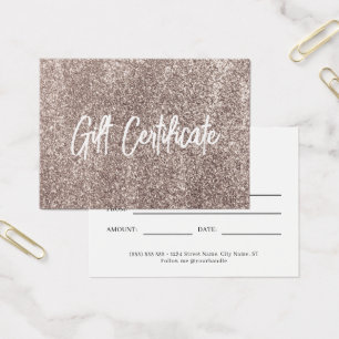 Roos Gold Glitter Modern Voucher Cadeaubon Visitekaartje