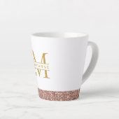 Roos Gold Glitter Moderne Minimale Monogram Initia Latte Mok (Rechterhoek)