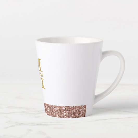 Roos Gold Glitter Moderne Minimale Monogram Initia Latte Mok (Rechts)