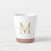 Roos Gold Glitter Moderne Minimale Monogram Initia Latte Mok (Voorkant)