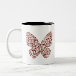 Roos Gold Glitter Monarch Clipart Cute Butterfly Tweekleurige Koffiemok