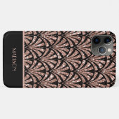Roos Gold Glitter Monogram Art Deco Patroon Case-Mate iPhone Case (Achterkant (horizontaal))