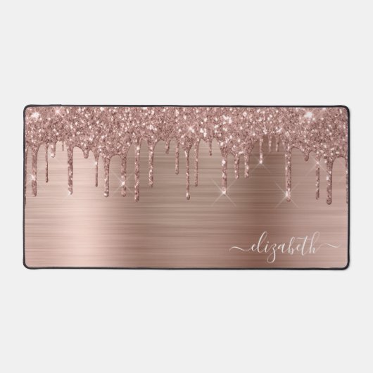 Roos Gold Glitter Monogram Bureaumat (Voorkant)