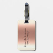 Roos Gold Glitter Monogram Handgeschreven script Bagagelabel (Achterkant verticaal)