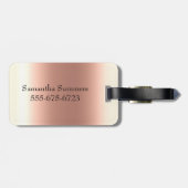 Roos Gold Glitter Monogram Handgeschreven script Bagagelabel (Achterkant horizontaal)