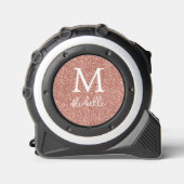 Roos Gold Glitter Monogram Initiaal Naam Script Rolmaat (Voorkant)