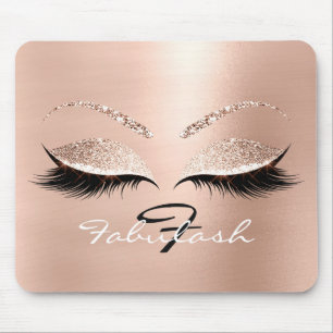 Roos Gold Glitter Monogram Naam Beauty Lashes Roze Muismat