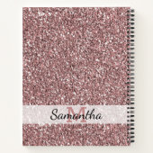 Roos Gold Glitter Monogram Naam Notitieboek (Achterkant)
