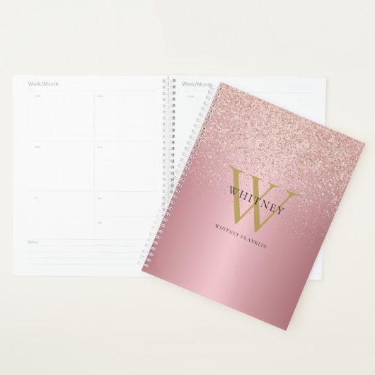 Roos Gold Glitter Monogram Professional Business Planner (Display)