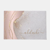 Roos Gold Glitter Monogram Script Name Welkom Deurmat (Voorkant)