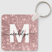Roos Gold Glitter Monogram Sleutelhanger (Achterkant)