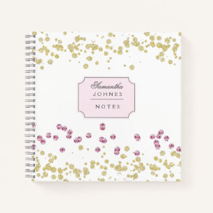 Roos Gold Glitter Monogram Spiral Notitieboek