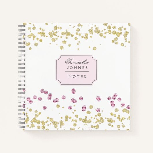 Roos Gold Glitter Monogram Spiral Notitieboek (Voorkant)