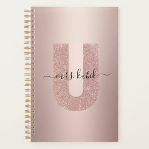 Roos Gold Glitter Monogram Teacher Planner