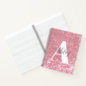 Roos Gold Glitter Monogrammed Spiral Notitieboek (Binnen)