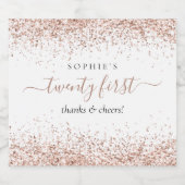 Roos Gold Glitter Name Cheers 21st Birthday Sparkling Wijnetiket (Enkel label)
