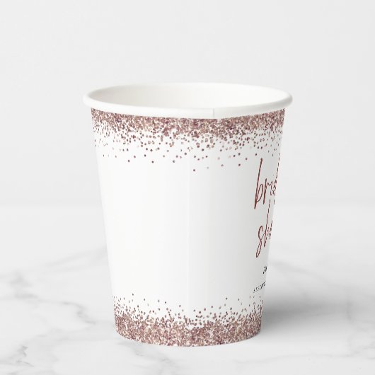 Roos Gold Glitter Name Vrijgezellenfeest White Papieren Bekers (Rechts)