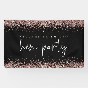 Roos Gold Glitter Name Welcome to Hen Party Black Spandoek