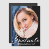 Roos Gold Glitter Navy Blue Agate Photo Afstuderen (Voorkant / Achterkant)