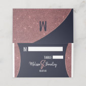 Roos Gold Glitter Navy Blue Circular Place Cards (Buitenkant ongevouwen)