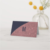Roos Gold Glitter Navy Blue Circular Place Cards (Achterkant)