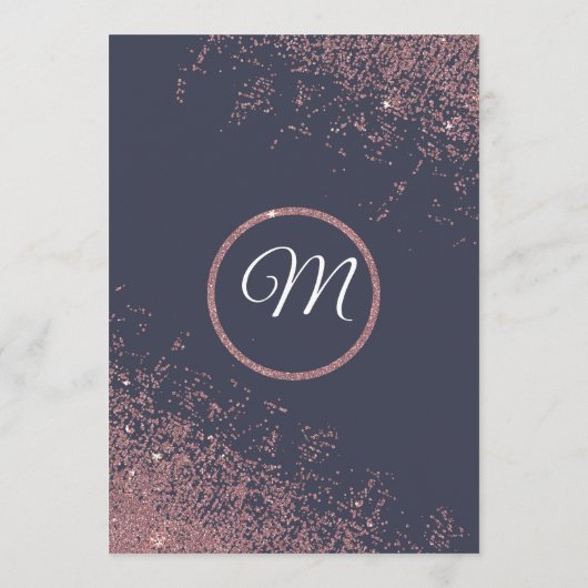 Roos Gold Glitter Navy Blue Wedding Programma's (Achterkant)