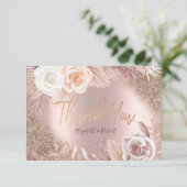 Roos Gold Glitter Ombre Boho Flowe Hartelijk dank Bedankkaart (Staand voorkant)