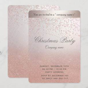Roos gold glitter ombre business kerstparty kaart