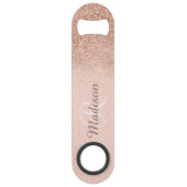 Roos Gold Glitter Ombre Monogram Stijlvol Speed Flessenopener (Achterkant)