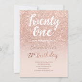 Roos gold glitter ombre script chic 21st Birthday Kaart (Voorkant)