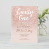 Roos gold glitter ombre script chic 21st Birthday Kaart (Staand voorkant)